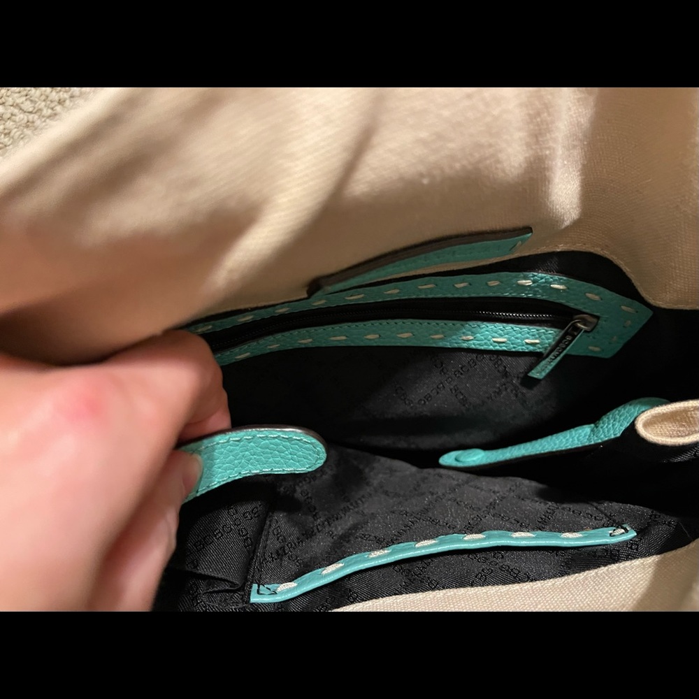 BCBGMAXAZRIA Embroidered flower & studs leather Canvas Purse - Picture 9 of 10